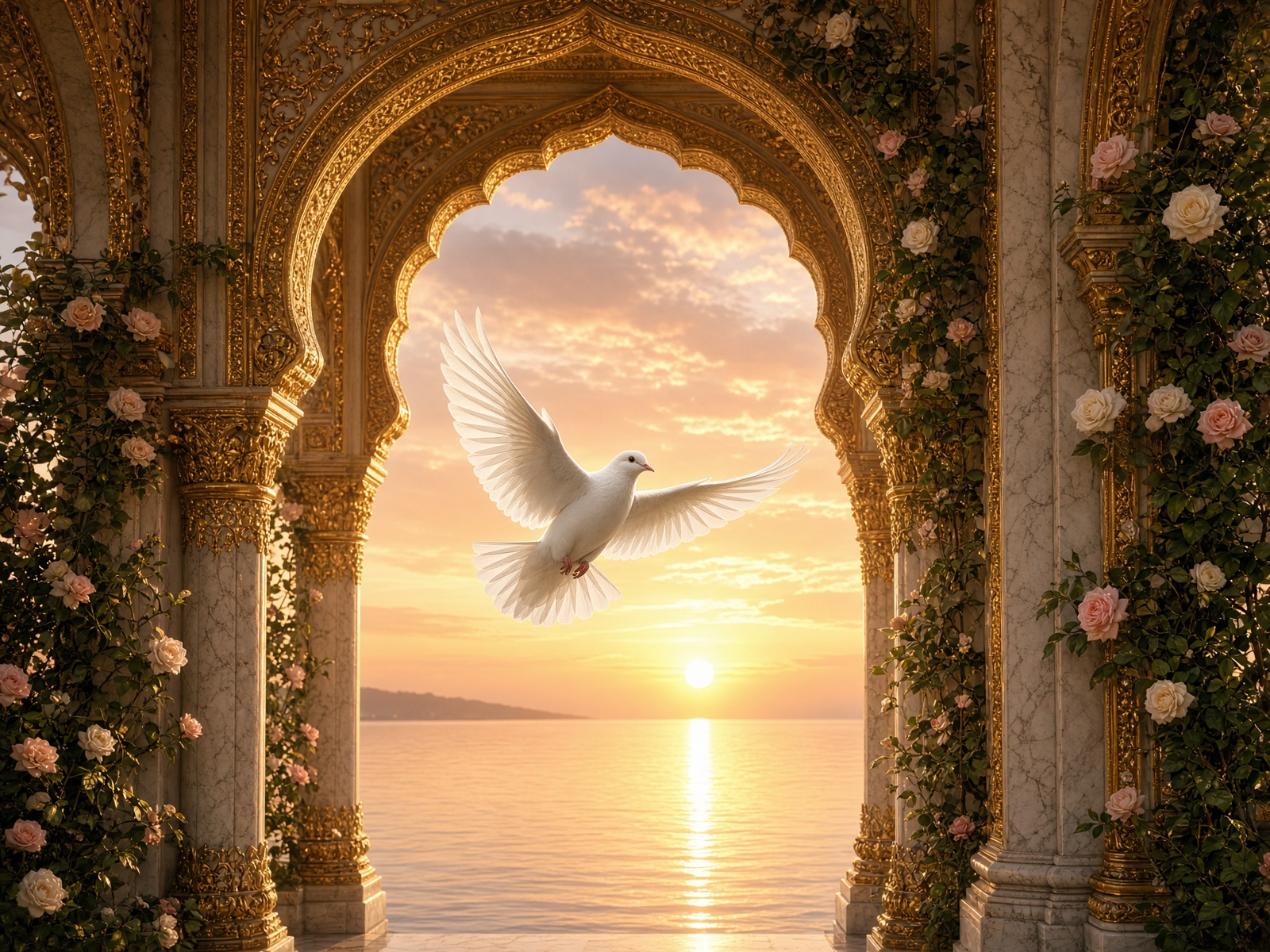 Temple arches at sunrise